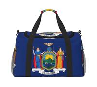 Grand sac de voyage en toile avec imprimé drapeau de New York pour femme, noir, One Size