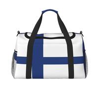 Grand sac de voyage en toile avec imprimé drapeau finlandais pour femme, noir, One Size