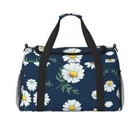 Grand sac de voyage en toile avec imprimé marguerite pour femme, noir, One Size