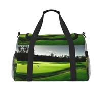Grand sac de voyage en toile avec imprimé parcours de golf vert pour femme, noir, One Size