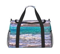 Grand sac de voyage en toile avec imprimé plage tropicale pour femme Blanc, noir, One Size