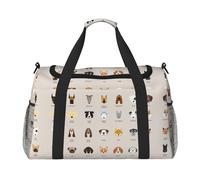 Grand sac de voyage en toile avec imprimé race de chien pour femme, noir, One Size
