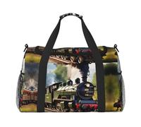 Grand sac de voyage en toile avec imprimé « Steam Little Train » pour femme, noir, One Size