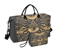 Grand sac de voyage ésotérique, symbole de maçon occulte, œil vectoriel, sac de voyage pour femmes et hommes, sac de voyage avec manchon de chariot, essentiel de voyage en avion pour le vol, #04,