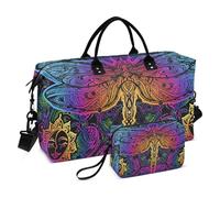 Grand sac de voyage, mandalas indiens, cachemire, libellule, sac de voyage pour femme et homme, sac de voyage avec housse de chariot, essentiel de voyage en avion pour le vol, #02, Taille unique, Mode