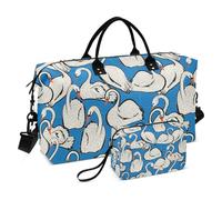 Grand sac de voyage, motif lac d'été avec cygnes gribouillis, sac de voyage pour femmes et hommes, sac de voyage avec manchon pour chariot, essentiel de voyage en avion pour le vol, #07, Taille