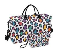 Grand sac de voyage, motif pois guépard aux couleurs de l'arc-en-ciel, sac de voyage pour femmes et hommes, sac à bagages avec housse pour chariot, essentiel de voyage en avion pour le vol, #03,