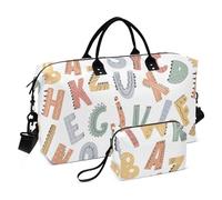 Grand sac de voyage multifonctionnel avec sangle réglable pour les voyages d'affaires, l'entraînement, l'abc, motif dessin animé simple, Dessin animé simple motif abc, 1 Size