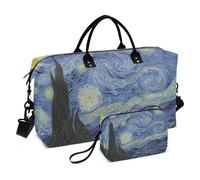 Grand sac de voyage, peinture Van Gogh, bleu nuit étoilée, sac de voyage pour femmes et hommes, sac de voyage avec housse de chariot, essentiels de voyage en avion pour le vol, #01, Taille unique,