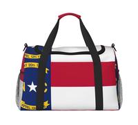 Grand sac de voyage pliable avec fermeture éclair et poignées, drapeau de l'État de la Caroline du Nord pour les vacances en famille, Noir , Taille unique