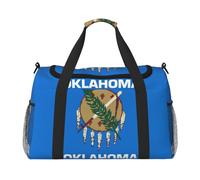 Grand sac de voyage pliable avec fermeture éclair et poignées, drapeau de l'État de l'Oklahoma pour les vacances en famille, Noir , Taille unique