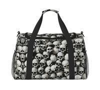 Grand sac de voyage pliable et imperméable Motif tête de mort Noir