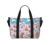 Grand sac de voyage pliable et léger à imprimé arc-en-ciel, sacs fourre-tout de nuit, sacs de sport, sacs d'hôpital, sacs de yoga pour femmes et hommes, noir, taille unique, Noir , Taille unique