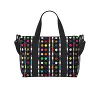 Grand sac de voyage pliable et léger à rayures noires et blanches à paillettes arc-en-ciel et à pois - Sacs de voyage pour la nuit, sacs de sport, sacs d'hôpital, sacs de yoga pour femmes et hommes,