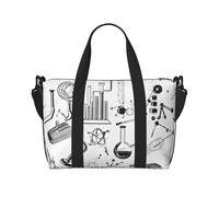 Grand sac de voyage pliable et léger avec imprimé chimie, sac fourre-tout de nuit, sacs de sport, sacs d'hôpital, sacs de yoga pour femmes et hommes, noir, taille unique, Noir , Taille unique