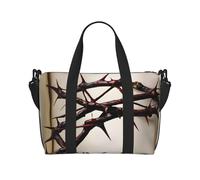 Grand sac de voyage pliable et léger avec imprimé Crown Of Thorns - Sac fourre-tout de nuit - Sacs de sport pour hôpital et yoga - Noir - Taille unique, Noir , Taille unique