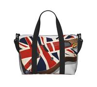 Grand sac de voyage pliable et léger avec imprimé drapeau britannique - Sac fourre-tout de nuit, sac de sport, d'hôpital, de yoga pour homme et femme, noir, taille unique, Noir , Taille unique