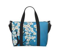 Grand sac de voyage pliable et léger avec imprimé fleurs de cerisier japonaises, sacs fourre-tout de nuit, sacs de sport, sacs d'hôpital, sacs de yoga pour femmes et hommes, noir, taille unique, Noir
