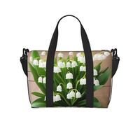 Grand sac de voyage pliable et léger avec imprimé Lilies of the Valley - Sac fourre-tout de nuit - Sacs de sport pour hôpital et yoga - Noir - Taille unique, Noir , Taille unique