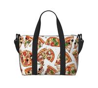 Grand sac de voyage pliable et léger avec imprimé pizza, sacs fourre-tout de nuit, sacs de sport, sacs d'hôpital, sacs de yoga pour femmes et hommes, noir, taille unique, Noir , Taille unique