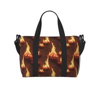 Grand sac de voyage pliable et léger avec motifs imprimés de feu, sacs fourre-tout de nuit, sacs de sport, sacs d'hôpital, sacs de yoga pour femmes et hommes, noir, taille unique, Noir , Taille unique