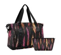 Grand sac de voyage pliable Pampas multicolore avec trousse de toilette pour voyage, Pampa multicolore, 1 size