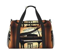 Grand sac de voyage pliable pour piano violon et notes de musique avec fermetures éclair et poignées, grand sac de sport pliable pour vacances en famille, Noir , Taille unique