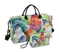 Grand sac de voyage, poulet et coq dans l'herbe, sac de voyage vintage pour femme et homme, sac de voyage avec housse de chariot, essentiel de voyage en avion pour le vol, #01, Taille unique, Mode