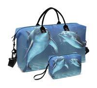 Grand sac de voyage, requin mignon dans l'eau, sac de voyage pour femmes et hommes, sac de voyage avec manchon de chariot, essentiel de voyage en avion pour le vol, #02, Taille unique, Mode