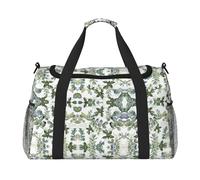 Grand sac de voyage réutilisable avec feuilles d'eucalyptus vertes, parfait pour les activités de plein air, le sport, le camping et les courses, noir, One Size