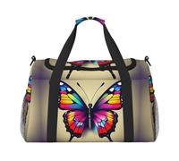 Grand sac de voyage réutilisable avec motif papillon coloré, parfait pour les activités de plein air, le sport, le camping et les courses, noir, One Size