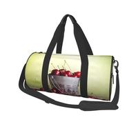 Grand sac de voyage rond avec seau plein de cerises, sac de sport pliable extra large avec bandoulière amovible, sac de transport en toile durable pour le sport