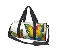 Grand sac de voyage rond imprimé Père Noël pour la randonnée, les vacances, la gym, le sport, Papillon de fleur de couleur de dessin animé, Taille unique, Sac de voyage