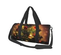 Grand sac de voyage rond imprimé pingouin mignon pour la randonnée, les vacances, la gym, le sport, Célébration du sapin de Noël, Taille unique, Sac de voyage