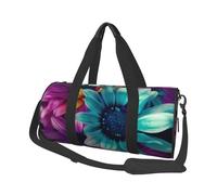 Grand sac de voyage rond imprimé pingouin mignon pour la randonnée, les vacances, la gym, le sport, Fleur colorée, Taille unique, Sac de voyage