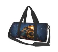 Grand sac de voyage rond imprimé pingouin mignon pour la randonnée, les vacances, la gym, le sport, Prin de train de Noël, Taille unique, Sac de voyage