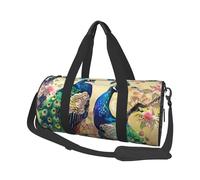 Grand sac de voyage rond pliable avec touches de piano avec notes de musique et bandoulière réglable pour w nd, vol de nuit, hôpital, sport, Paons, One Size, Classique
