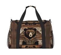 Grand sac de voyage rustique avec imprimé ours lodge - Sac fourre-tout imperméable pour femme - Sac de sport et de gym pour homme