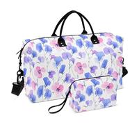 Grand sac de voyage, sac de sport, sac de gym, sac de week-end, sac fourre-tout Morning Glory avec trousse de toilette, Morning Glory, Sports Bag：52*20*35cm；Toiletry Bag：23*9*15cm, Sac de voyage