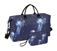Grand sac de voyage, sac de voyage brillant et transparent sous l'eau méduses pour homme et femme, sac de voyage avec manchon pour chariot, essentiel de voyage en avion pour le vol, #06, Taille