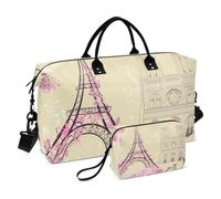 Grand sac de voyage, sac de voyage Eiffel pour la Saint-Valentin, Paris, carte postale romantique, sac de voyage pour femme et homme, sac de voyage avec housse de chariot, essentiels de voyage en