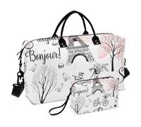 Grand sac de voyage, sac de voyage Paris City Romance Weekender pour femmes et hommes, sac à bagages avec manchon de chariot, essentiels de voyage en avion pour le vol, #04, Taille unique, Mode