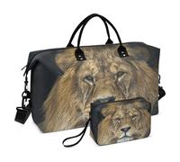 Grand sac de voyage, sac de voyage pour femme et homme avec housse pour chariot, motif lion de barbarie, essentiel de voyage en avion pour le vol, #04, Taille unique, Mode
