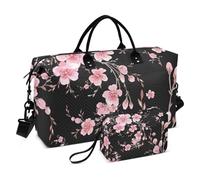 Grand sac de voyage, sac de voyage pour femme et homme, motif fleurs de cerisier Sakura, sac de voyage pour week-end, sac de voyage avec manchon pour chariot, essentiel de voyage en avion pour le vol,