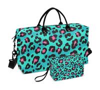 Grand sac de voyage, sac de voyage vert aqua, rose, léopard, sac de voyage pour femmes et hommes, sac de voyage avec manchon à roulettes, essentiels de voyage en avion pour le vol, #05, Taille unique,