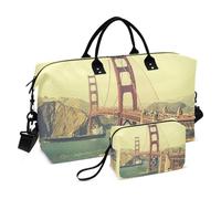Grand sac de voyage, style rétro vieux film pont Golden Gate Bridge in San Fra Weekender Sac de voyage pour femme et homme avec housse de chariot, essentiels de voyage en avion pour le vol, #02,