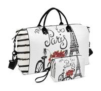 Grand sac de voyage « Take Me to Paris » - Sac de voyage pour femme et homme - Avec housse de chariot - Essentiels de voyage en avion pour le vol, #04, Taille unique, Mode