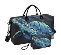Grand sac de voyage, tortue aquarelle dans l'océan, sac de voyage pour femmes et hommes, sac de voyage avec manchon de chariot, essentiel de voyage en avion pour le vol, #01, Taille unique, Mode