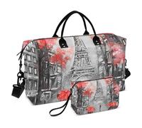 Grand sac de voyage, tour Eiffel de Paris européen, sac de voyage pour femmes et hommes, sac de voyage avec manchon de chariot, essentiel de voyage en avion pour le vol, #02, Taille unique, Mode