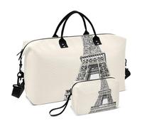 Grand sac de voyage, tour Eiffel Paris France Weekender Sac de voyage pour femme et homme avec housse de chariot, essentiels de voyage en avion pour le vol, #04, Taille unique, Mode